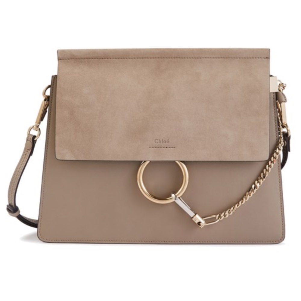 Chloe Faye Leather and Suede Flap Shoulder Bag